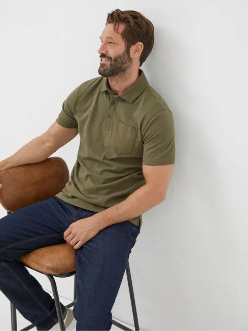 Men Fatface Polo Shirts Green Perranporth Polo Shirt