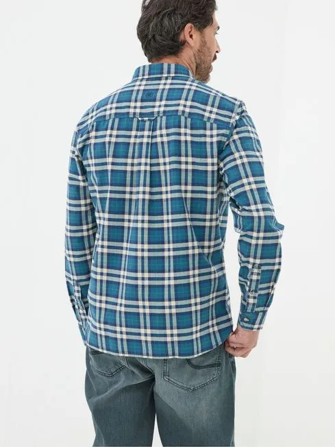 Men Fatface Shirts Backworth Blue Check Shirt