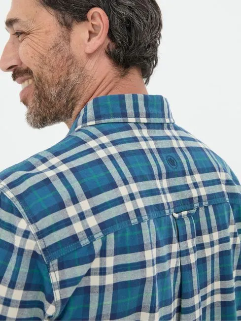 Men Fatface Shirts Backworth Blue Check Shirt