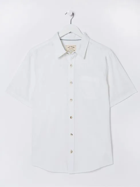 Men Fatface Shirts Bugle White Linen Cotton Shirt