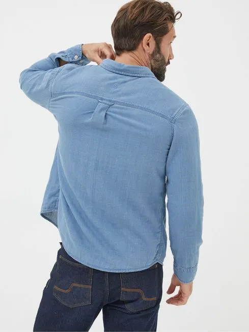 Men Fatface Shirts Drayton Blue Shirt