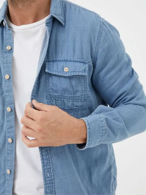 Men Fatface Shirts Drayton Blue Shirt