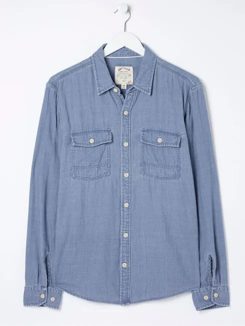 Men Fatface Shirts Drayton Blue Shirt