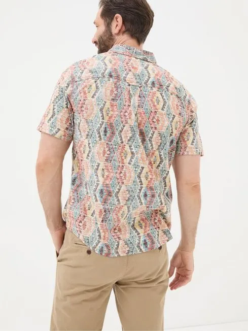 Men Fatface Shirts Orange Hexagon Tile Print Shirt Men Fatface Shirts Orange Hexagon Tile Print Shirt