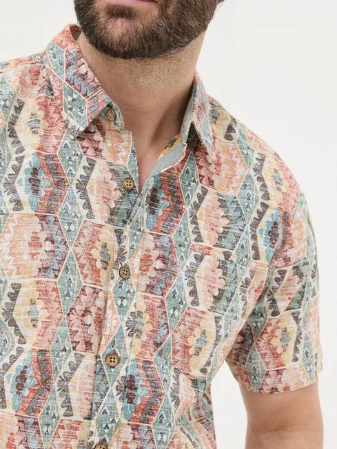 Men Fatface Shirts Orange Hexagon Tile Print Shirt Men Fatface Shirts Orange Hexagon Tile Print Shirt