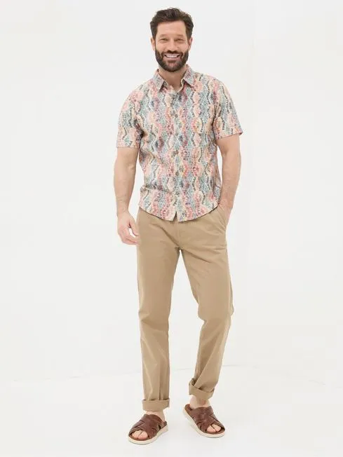 Men Fatface Shirts Orange Hexagon Tile Print Shirt Men Fatface Shirts Orange Hexagon Tile Print Shirt