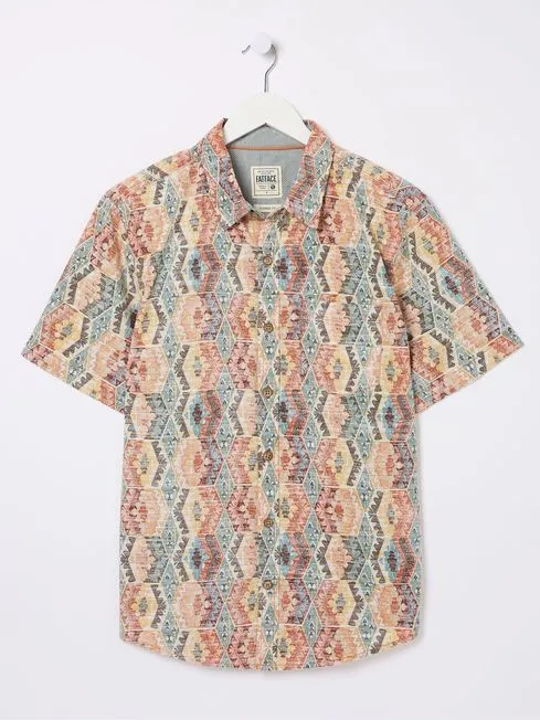 Men Fatface Shirts Orange Hexagon Tile Print Shirt Men Fatface Shirts Orange Hexagon Tile Print Shirt