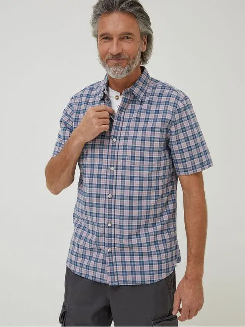 Men Fatface Shirts Purple Galston Check Shirt