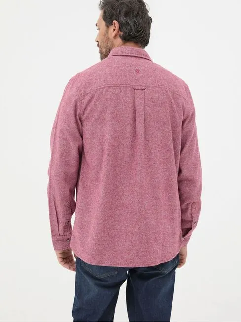 Men Fatface Shirts Red Long Sleeve Malton Shirt