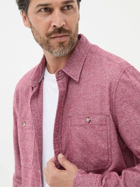 Men Fatface Shirts Red Long Sleeve Malton Shirt