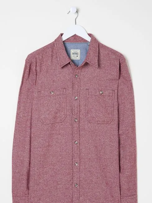 Men Fatface Shirts Red Long Sleeve Malton Shirt