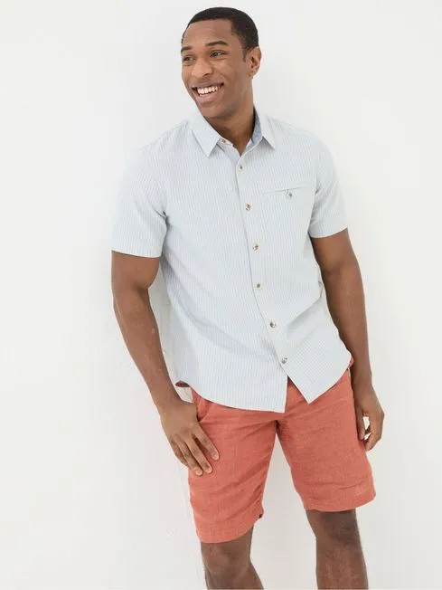 Men Fatface Shirts Whaley Blue Stripe Shirt