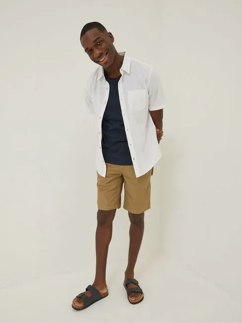 Men Fatface Shirts White Bugle Cotton Shirt