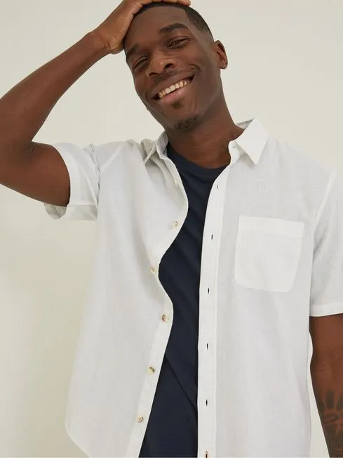 Men Fatface Shirts White Bugle Cotton Shirt Men Fatface Shirts White Bugle Cotton Shirt