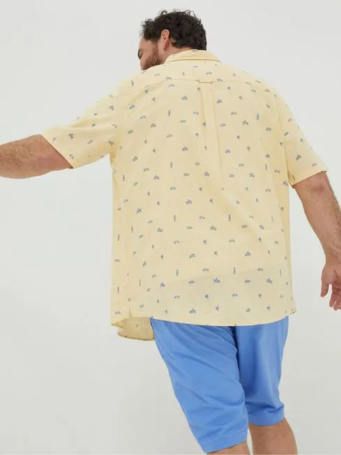 Men Fatface Shirts Yellow Bugle Turtle Print Shirt Men Fatface Shirts Yellow Bugle Turtle Print Shirt