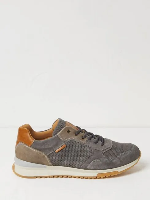 Men Fatface Sneakers Wells Grey Leather Runner Trainers