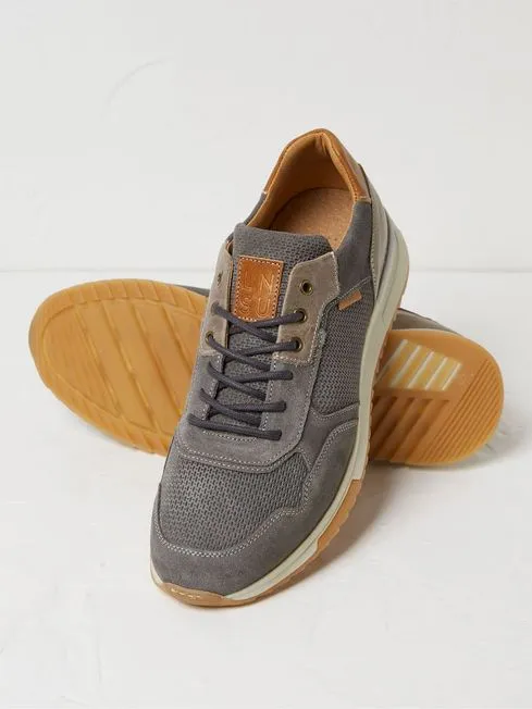 Men Fatface Sneakers Wells Grey Leather Runner Trainers