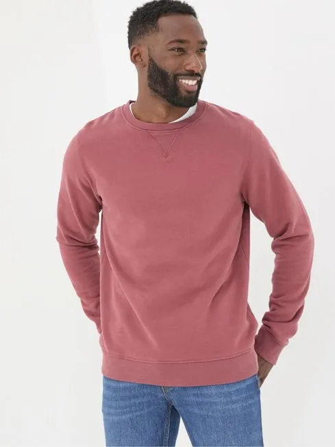 Men Fatface Sweatshirts and Hoodies Brooke Pink Crew Neck Sweatshirt