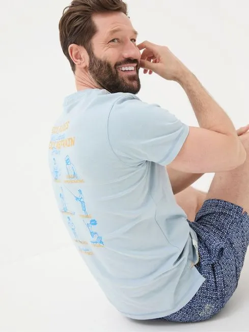 Men Fatface TShirts Blue Pool Rules TShirt