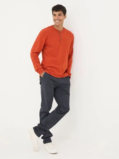 Men Fatface TShirts Burnt Orange Woodside Slub Henley Men Fatface TShirts Burnt Orange Woodside Slub Henley