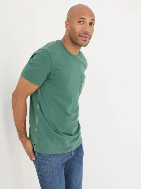 Men Fatface TShirts Dark Green All Good In The Pud 100 Cotton TShirt Men Fatface TShirts Dark Green All Good In The Pud 100 Cotton TShirt