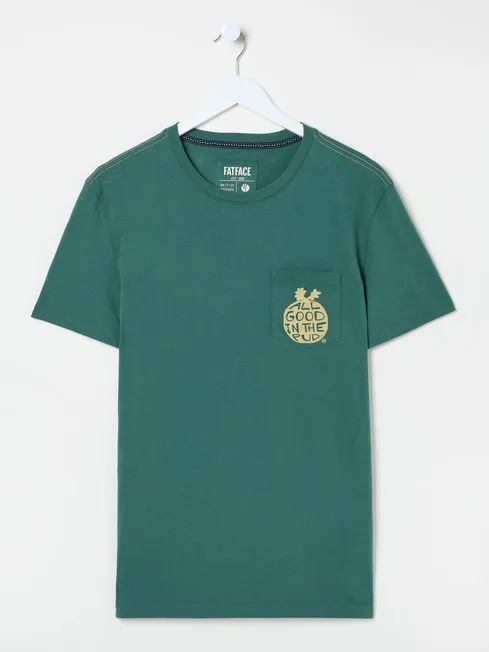 Men Fatface TShirts Dark Green All Good In The Pud 100 Cotton TShirt Men Fatface TShirts Dark Green All Good In The Pud 100 Cotton TShirt