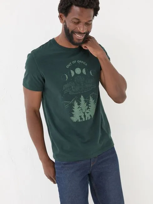 Men Fatface TShirts Dark Teal Dark Skies Out Of Office TShirt