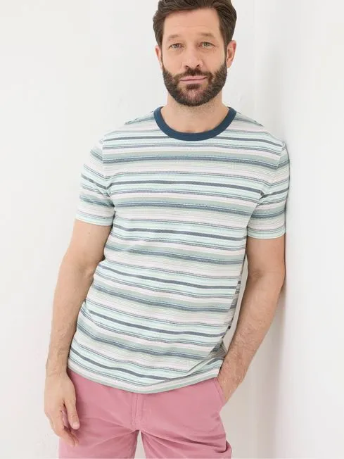 Men Fatface TShirts Green Trescowe Stripe TShirt
