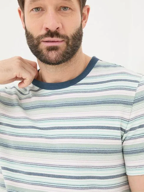 Men Fatface TShirts Green Trescowe Stripe TShirt