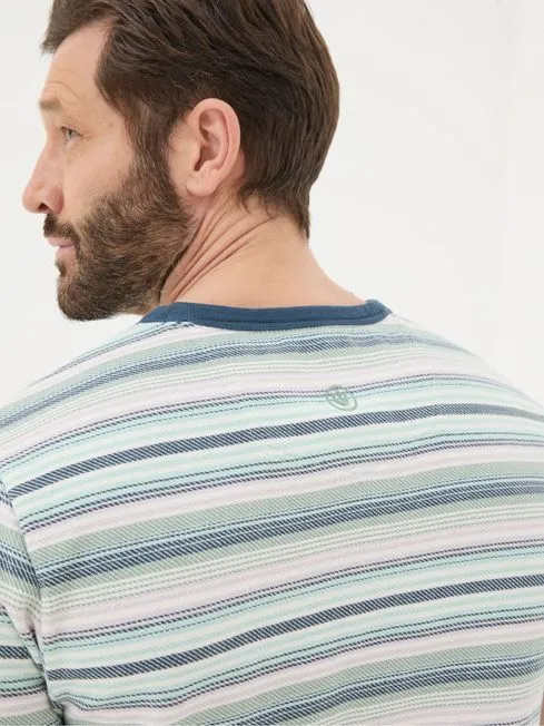 Men Fatface TShirts Green Trescowe Stripe TShirt