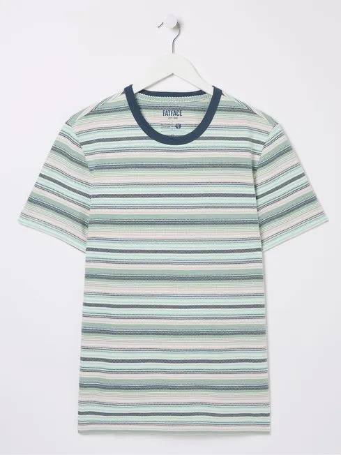 Men Fatface TShirts Green Trescowe Stripe TShirt