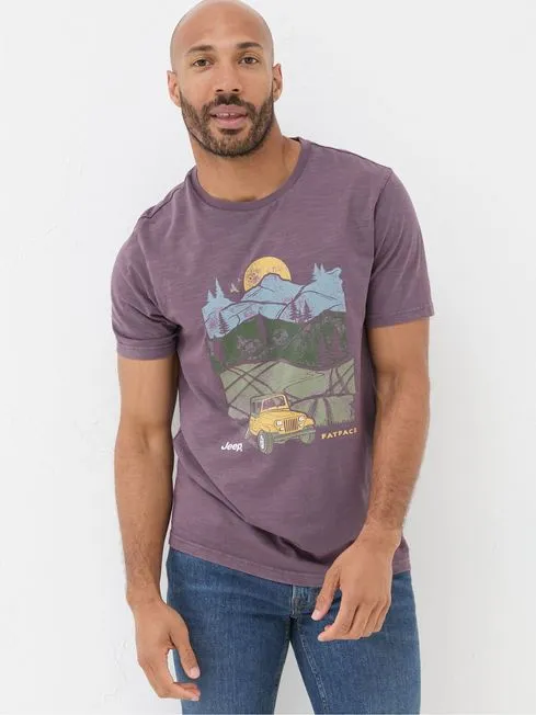 Men Fatface TShirts Jeep Purple Nature Graphic TShirt