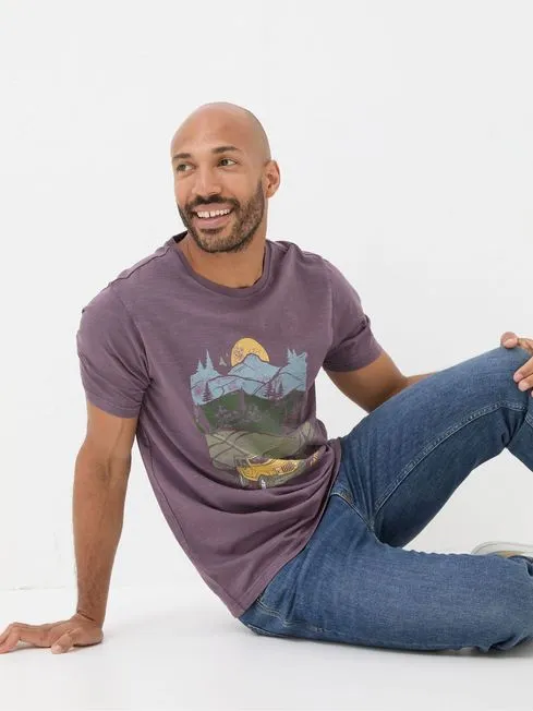 Men Fatface TShirts Jeep Purple Nature Graphic TShirt