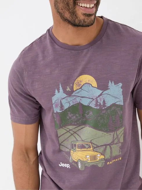 Men Fatface TShirts Jeep Purple Nature Graphic TShirt