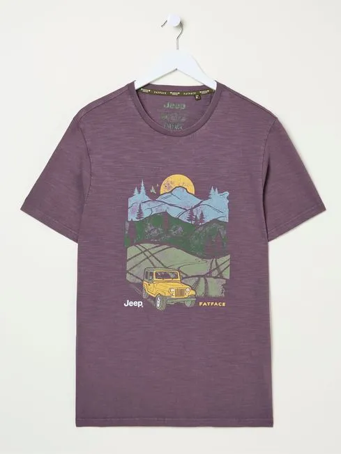 Men Fatface TShirts Jeep Purple Nature Graphic TShirt