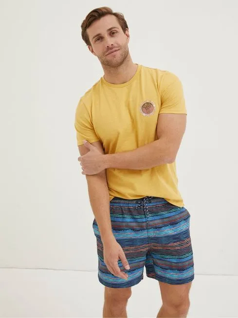 Men Fatface TShirts Yellow Compass TShirt