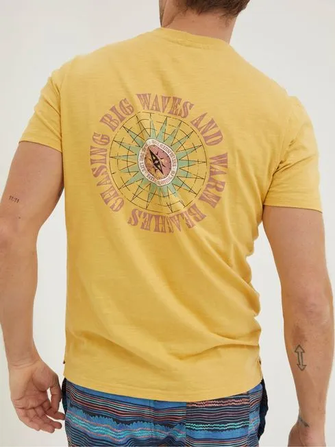 Men Fatface TShirts Yellow Compass TShirt Men Fatface TShirts Yellow Compass TShirt
