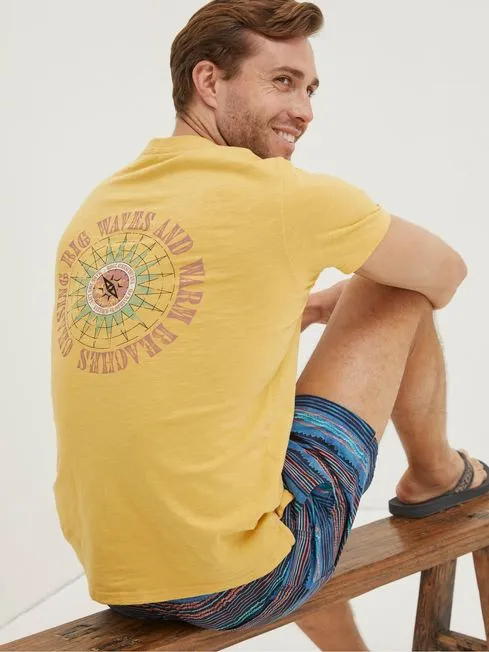 Men Fatface TShirts Yellow Compass TShirt Men Fatface TShirts Yellow Compass TShirt