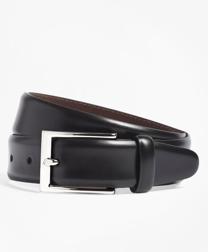Men Feather Edge Belt Black Brooks Brothers Belts