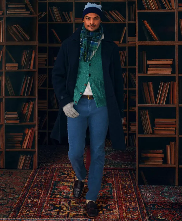 Men FivePocket Stretch Corduroy Pants Blue Brooks Brothers Chinos and Casual Pants