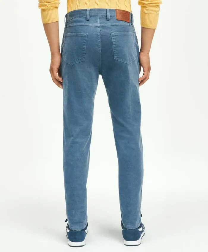 Men FivePocket Stretch Corduroy Pants Blue Brooks Brothers Chinos and Casual Pants
