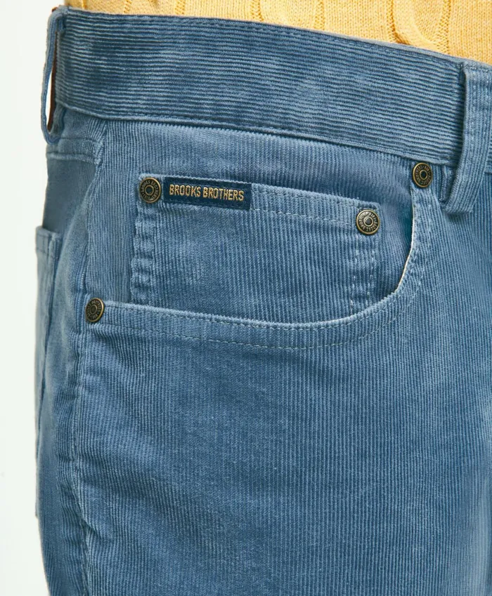 Men FivePocket Stretch Corduroy Pants Blue Brooks Brothers Chinos and Casual Pants