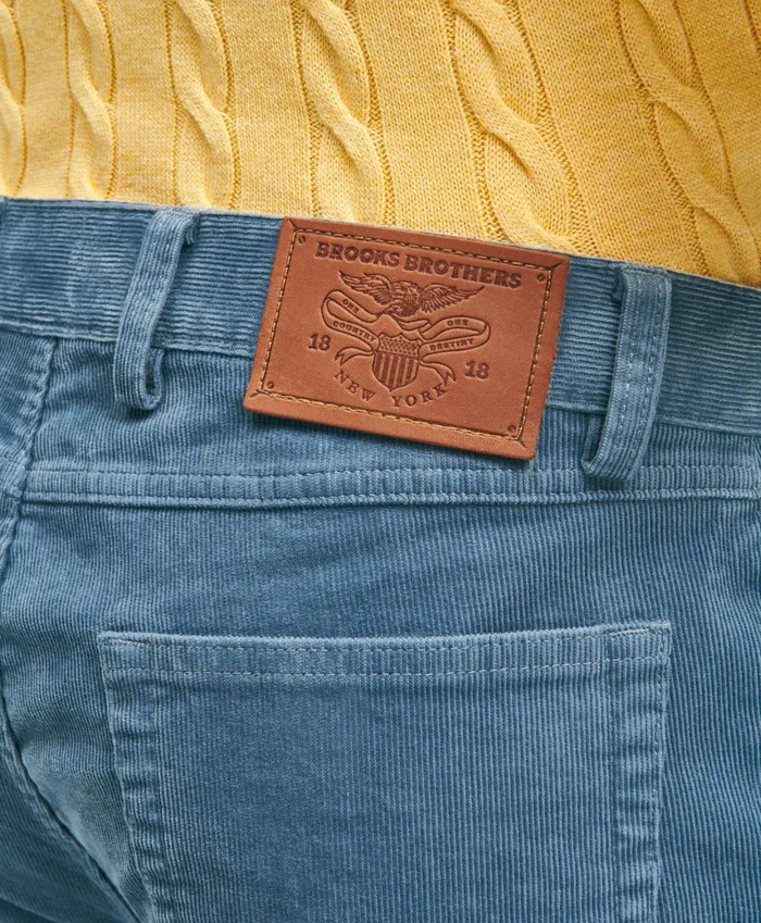 Men FivePocket Stretch Corduroy Pants Blue Brooks Brothers Chinos and Casual Pants