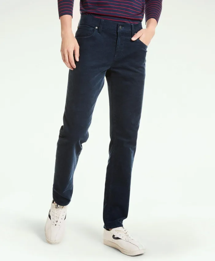 Men FivePocket Stretch Corduroy Pants Navy Brooks Brothers Chinos and Casual Pants
