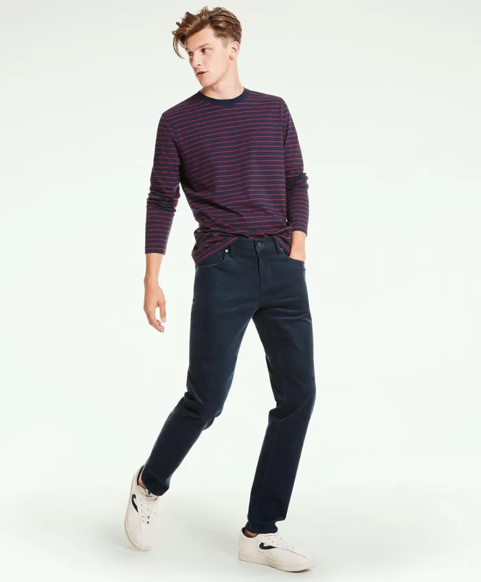 Men FivePocket Stretch Corduroy Pants Navy Brooks Brothers Chinos and Casual Pants