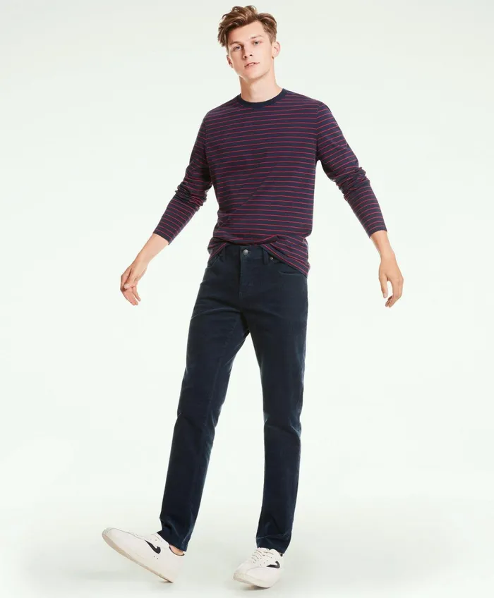 Men FivePocket Stretch Corduroy Pants Navy Brooks Brothers Chinos and Casual Pants