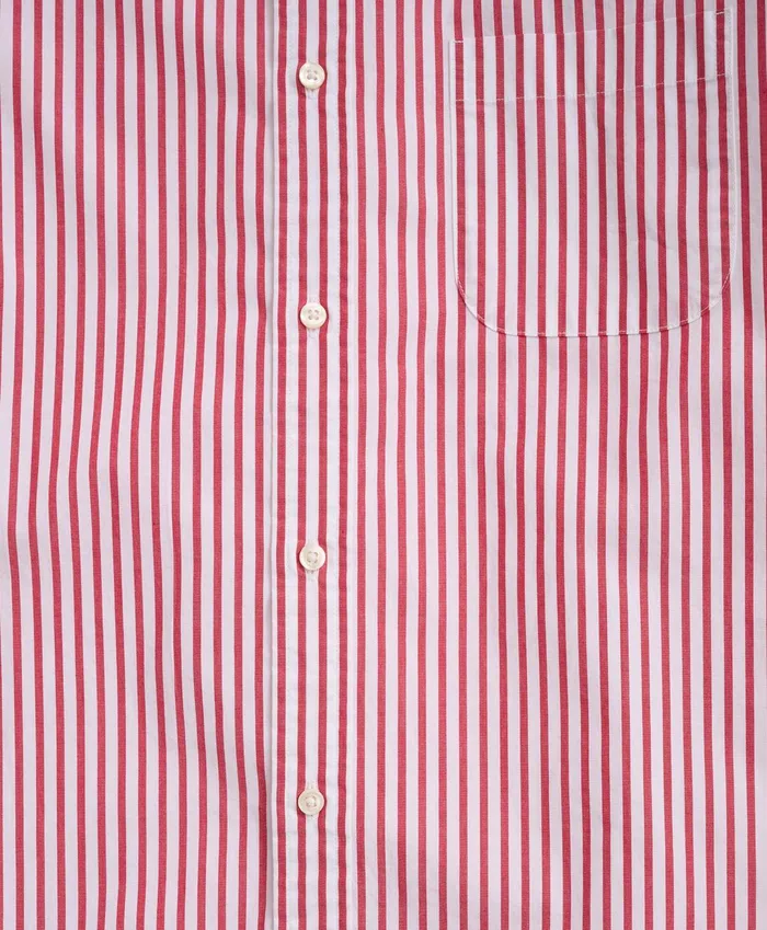Men Friday Shirt Poplin Bengal Stripe Red Brooks Brothers Sport Shirts