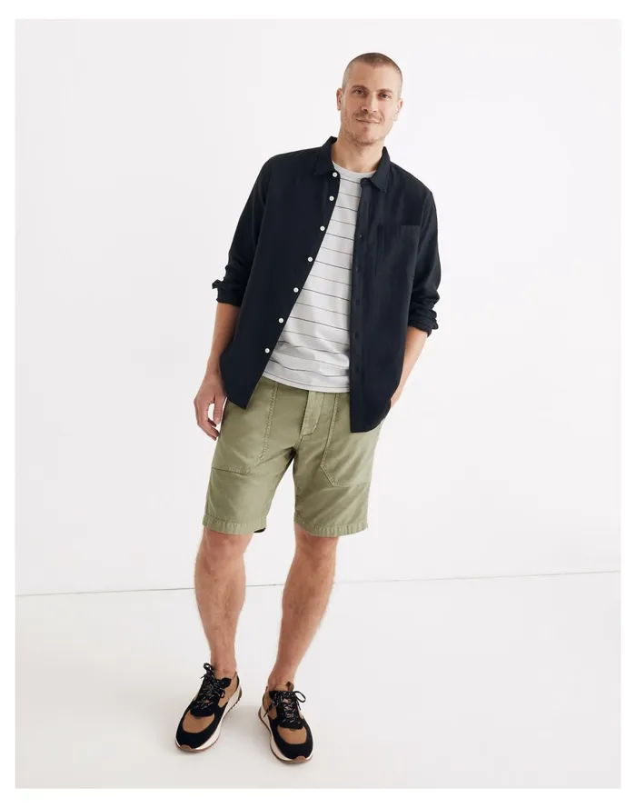 Men Garment Dyed Relaxed Workwear Shorts Pale Fatigue Madewell Shorts