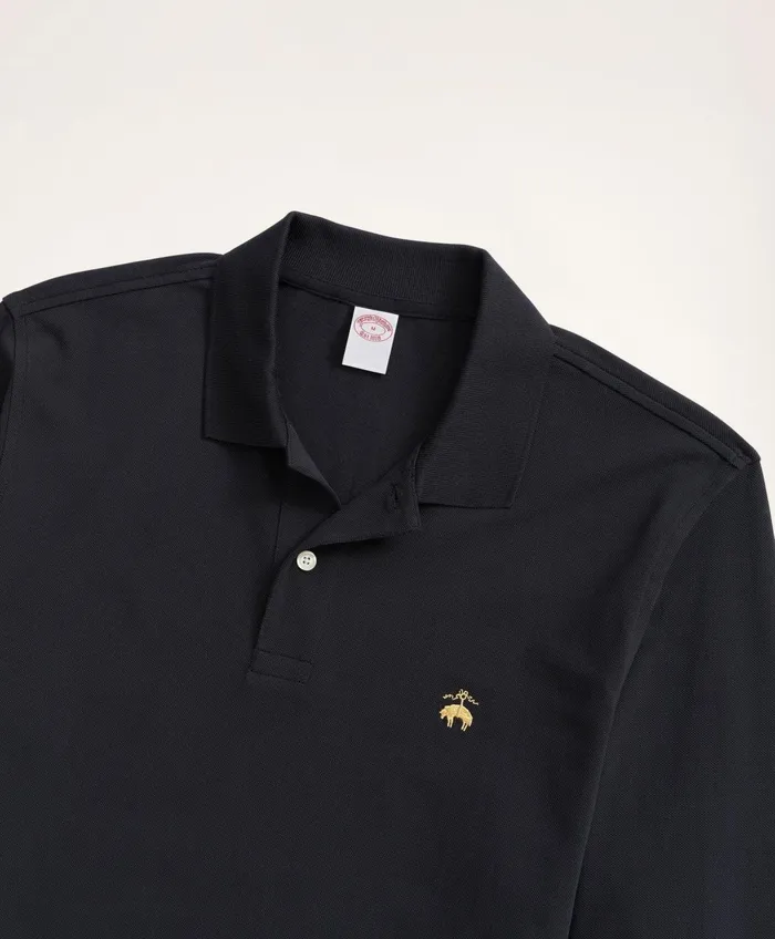 Men Golden Fleece Original Fit Stretch Supima LongSleeve Polo Shirt Black Brooks Brothers Polo and Rugby Shirts