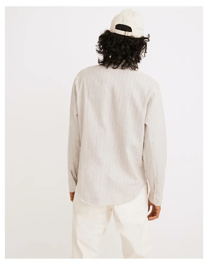 Men Hemp Cotton Perfect Long Sleeve Shirt Light Graphite Madewell Shirts